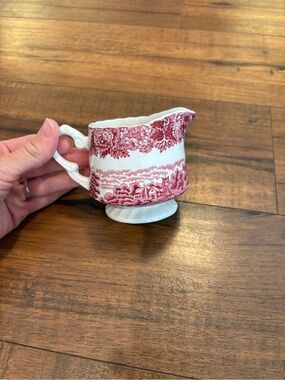 Enoch Woods Ware English Scenery Creamer Jug Cup Red Pink